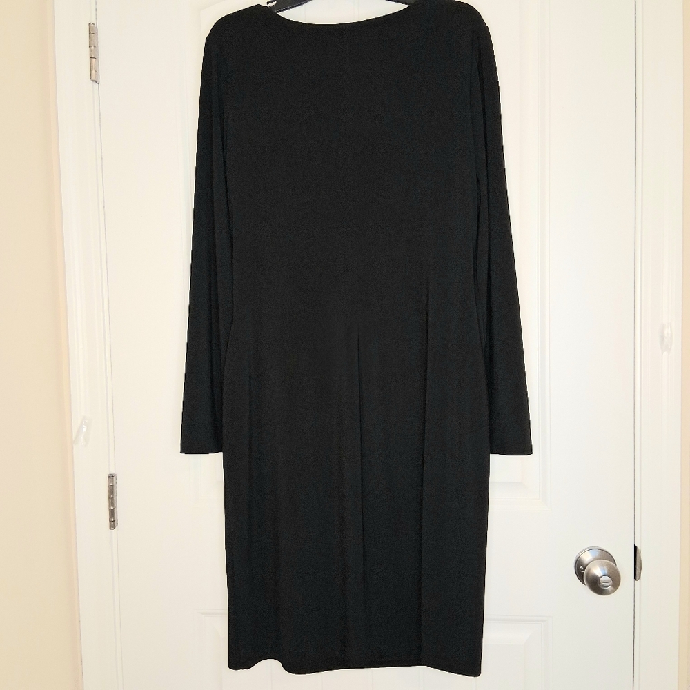 Lauren Ralph Lauren Stretch Jersey Dress Women's Plus Sz 16 Black Cocktail - Picture 3 of 11